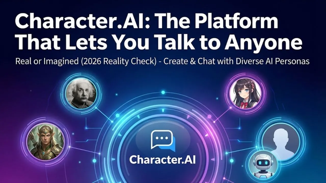 Character.AI platform where users chat with AI characters using long term memory, realistic voice calls, and immersive roleplay experiences in 2026