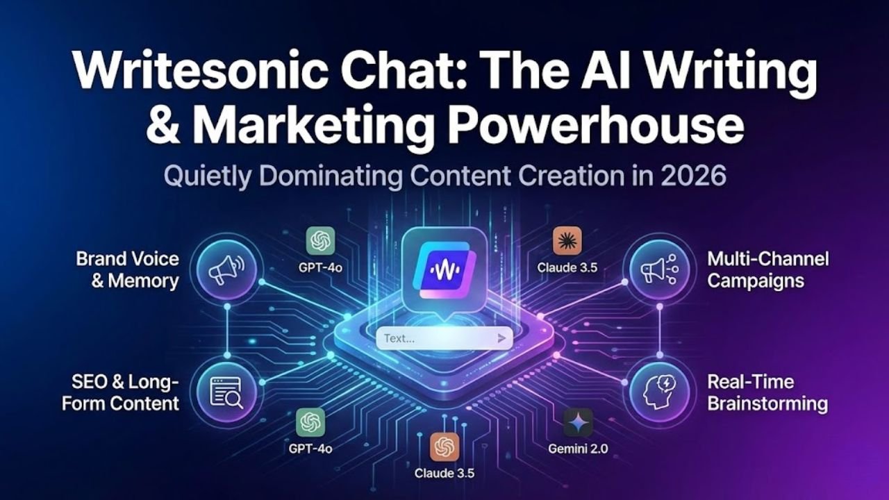 Writesonic Chat AI marketing platform with SEO tools and brand voice memory in 2026