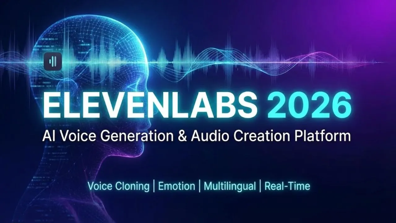 ElevenLabs AI voice platform showing realistic text-to-speech, voice cloning, emotional control, and multilingual audio creation features in 2026