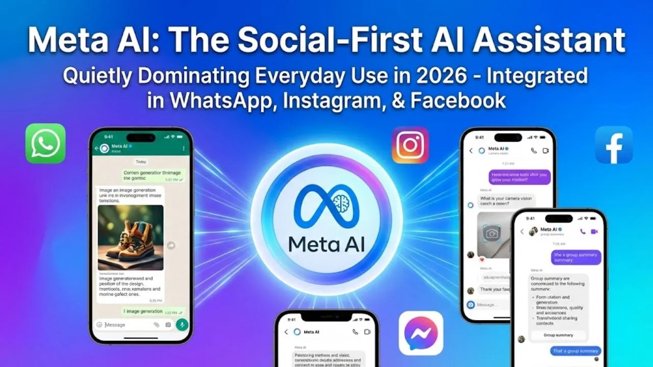 Meta AI assistant showing live camera vision, chat memory, and AI features inside WhatsApp and Instagram apps