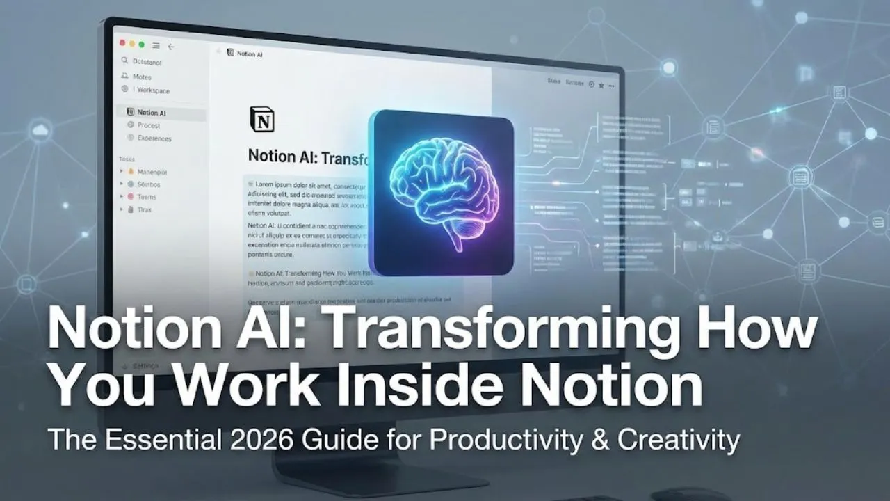Notion AI helping users write, summarize, brainstorm, and manage tasks directly inside Notion pages and databases in 2026