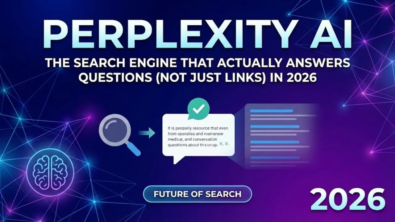 Perplexity AI showing real-time search answers with citations, source links, file analysis, and research-focused AI features in 2026