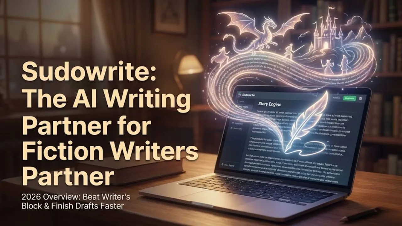 Sudowrite AI 2026 – creative writing assistant for novelists, screenwriters, fanfiction; Story Engine, Describe tool, Canvas, Story Bible